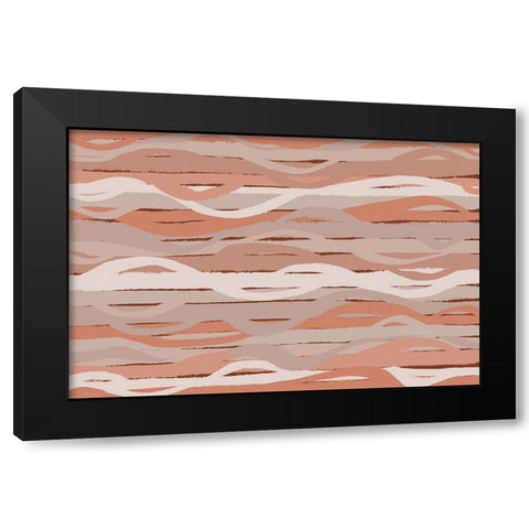 Pastel Wavey Stripes Pattern Black Modern Wood Framed Art Print with Double Matting by Treechild