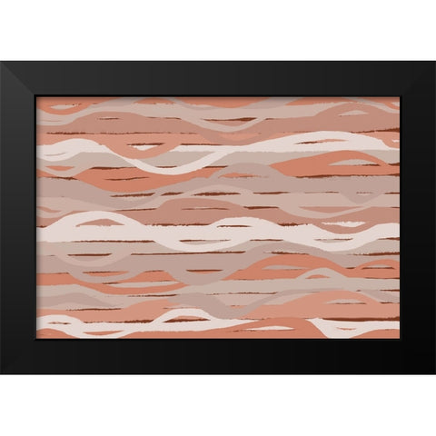 Pastel Wavey Stripes Pattern Black Modern Wood Framed Art Print by Treechild