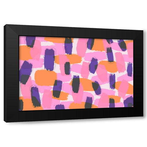 Layered Purple Strokes Pattern Black Modern Wood Framed Art Print by Treechild