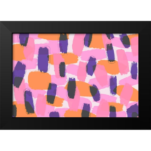 Layered Purple Strokes Pattern Black Modern Wood Framed Art Print by Treechild