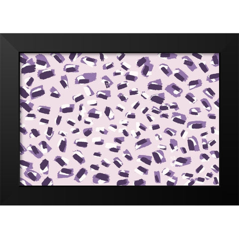 Scattered Small Purple Strokes Pattern Black Modern Wood Framed Art Print by Treechild