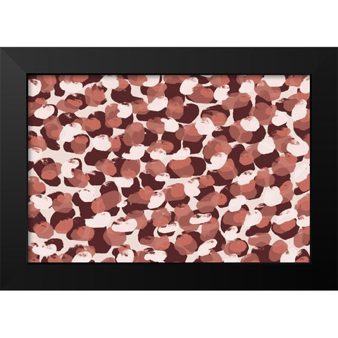 Pastel Brush Dots Pattern Black Modern Wood Framed Art Print by Treechild