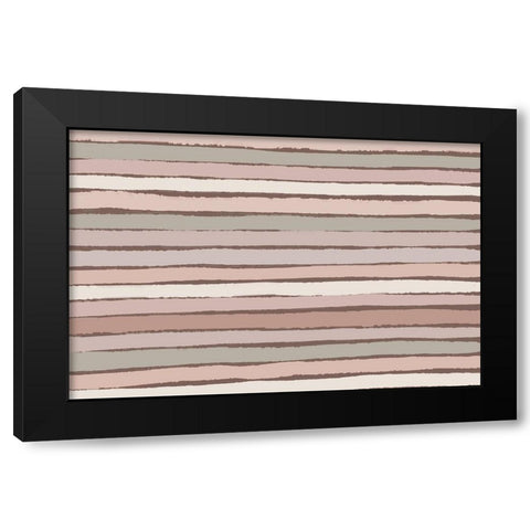 Pastel Stripes PAttern Black Modern Wood Framed Art Print with Double Matting by Treechild