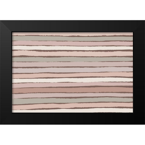 Pastel Stripes PAttern Black Modern Wood Framed Art Print by Treechild