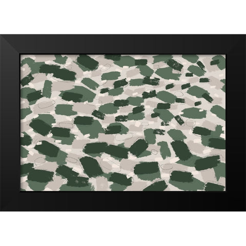Green Pastel Strokes Black Modern Wood Framed Art Print by Treechild