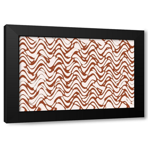 Wavey Beige Pattern Square Black Modern Wood Framed Art Print with Double Matting by Treechild
