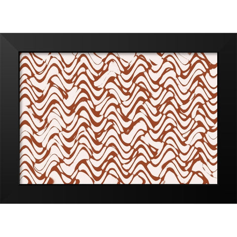 Wavey Beige Pattern Square Black Modern Wood Framed Art Print by Treechild