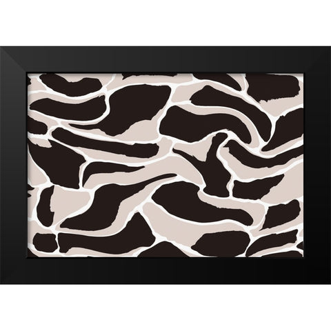 Beige And Brown Tiger Pattern Black Modern Wood Framed Art Print by Treechild
