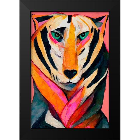 The Tiger Black Modern Wood Framed Art Print by Treechild