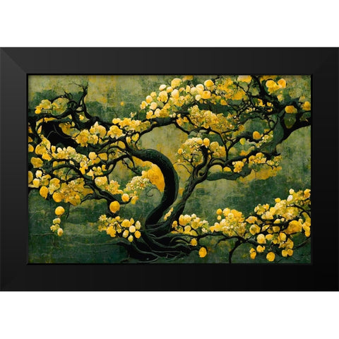 Sakura Tree Black Modern Wood Framed Art Print by Treechild
