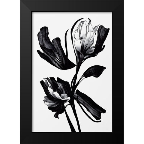 Black Flower Black Modern Wood Framed Art Print by Treechild