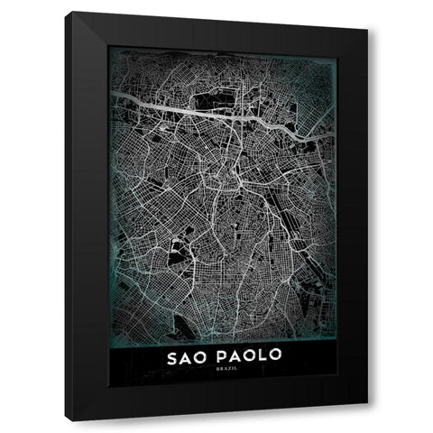 Sao Paolo Black Modern Wood Framed Art Print by StudioSix