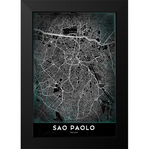 Sao Paolo Black Modern Wood Framed Art Print by StudioSix