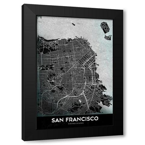 San Francisco Black Modern Wood Framed Art Print with Double Matting by StudioSix