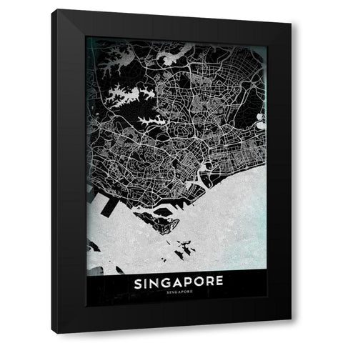 Singapore Black Modern Wood Framed Art Print with Double Matting by StudioSix