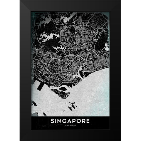Singapore Black Modern Wood Framed Art Print by StudioSix