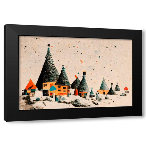 Fairy Village Black Modern Wood Framed Art Print by Treechild