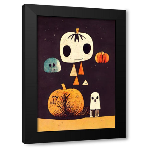 Boo! Black Modern Wood Framed Art Print by Treechild