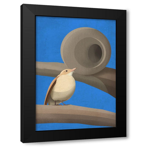 Hornero Black Modern Wood Framed Art Print with Double Matting by Caballero, Franco