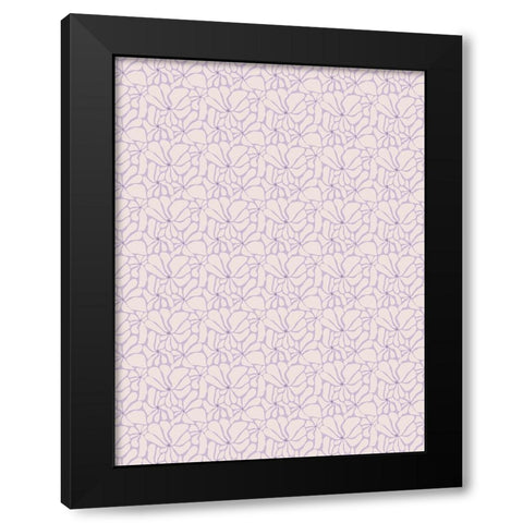 Cute Purple Flower Pattern Black Modern Wood Framed Art Print with Double Matting by Treechild