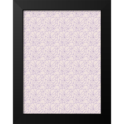 Cute Purple Flower Pattern Black Modern Wood Framed Art Print by Treechild