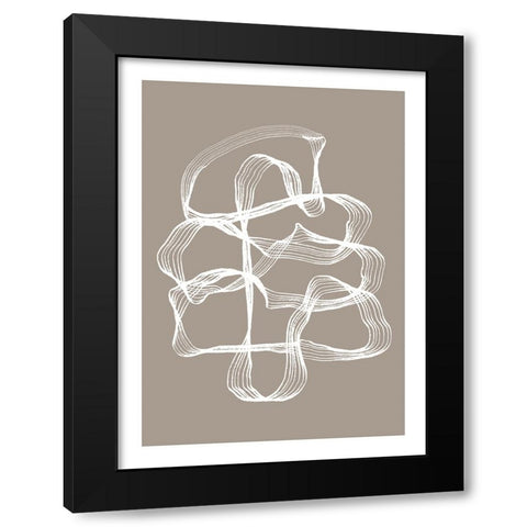 Ink White and Beige Black Modern Wood Framed Art Print with Double Matting by Treechild