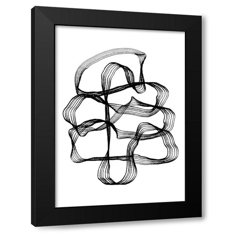 Ink Black and White Black Modern Wood Framed Art Print with Double Matting by Treechild