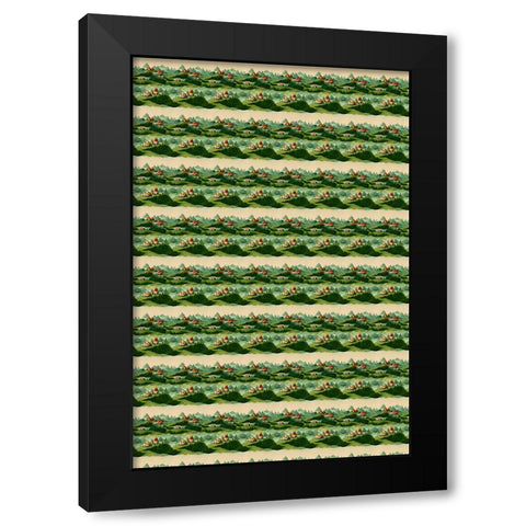 Cute Village Pattern Black Modern Wood Framed Art Print with Double Matting by Treechild