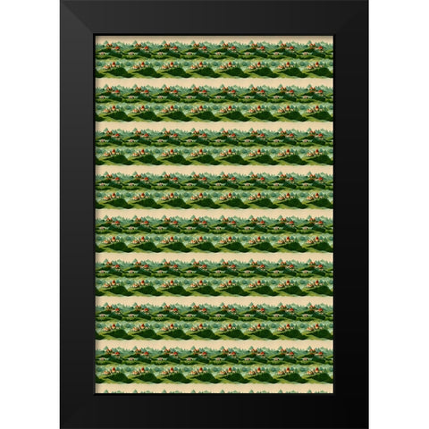 Cute Village Pattern Black Modern Wood Framed Art Print by Treechild