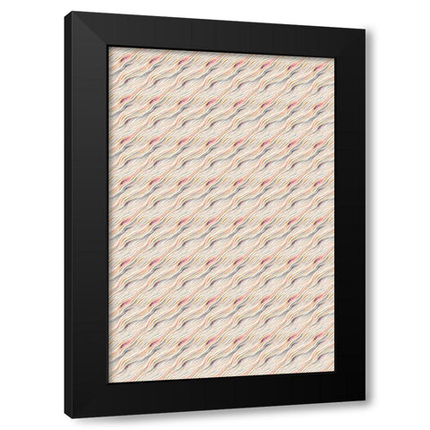 Pastel Waves Pattern Black Modern Wood Framed Art Print by Treechild