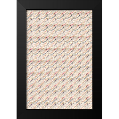 Pastel Waves Pattern Black Modern Wood Framed Art Print by Treechild