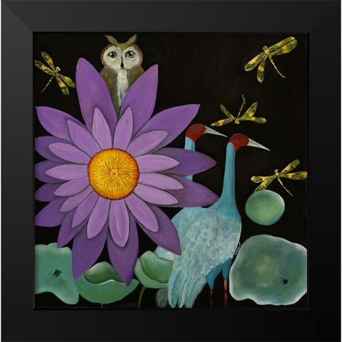 Lotus Black Modern Wood Framed Art Print by Ri, Isabelle