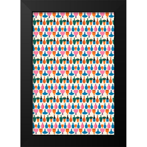 Kitchen Pattern Black Modern Wood Framed Art Print by Treechild