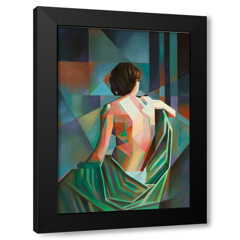 Homage to EugAune DurieuaÂ€Â™s Seated Female Nude aÂ€Â“ 02-08-22 Black Modern Wood Framed Art Print with Double Matting by Akkers, Corne
