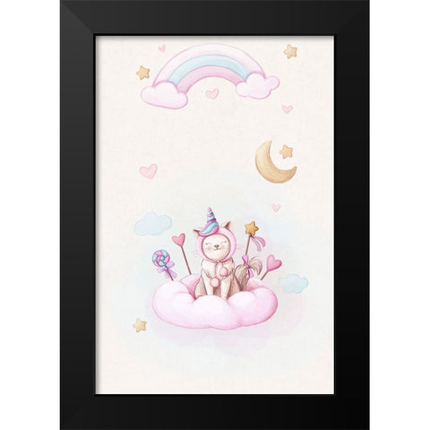 Meow - Im a unicorn Black Modern Wood Framed Art Print by Thai, Xuan