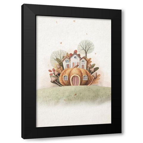 Pumpkin House Black Modern Wood Framed Art Print by Thai, Xuan