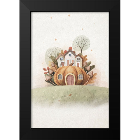 Pumpkin House Black Modern Wood Framed Art Print by Thai, Xuan