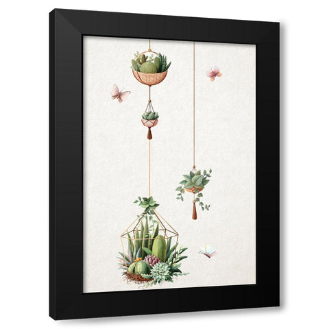 Vintage Cactus Plants Black Modern Wood Framed Art Print with Double Matting by Thai, Xuan