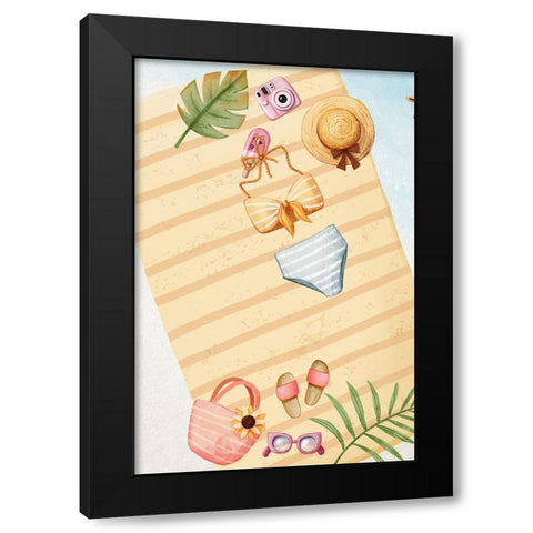 Beach Time Black Modern Wood Framed Art Print by Thai, Xuan