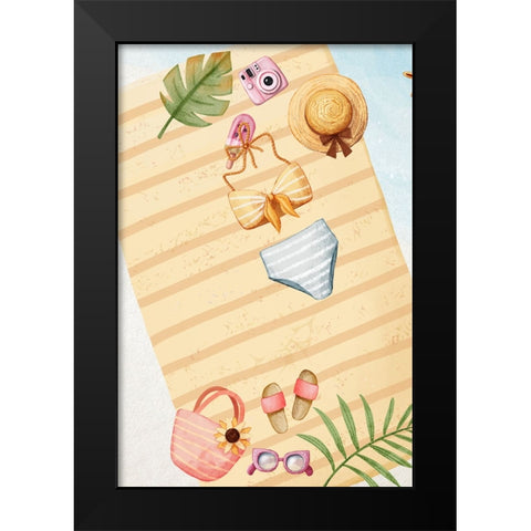 Beach Time Black Modern Wood Framed Art Print by Thai, Xuan