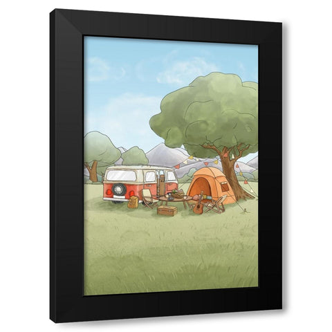 Camping Trip Black Modern Wood Framed Art Print by Thai, Xuan