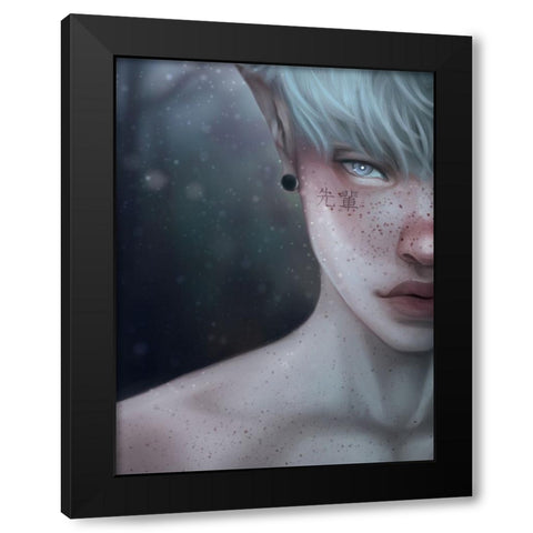 Senpai Black Modern Wood Framed Art Print with Double Matting by Griesel, Jolene