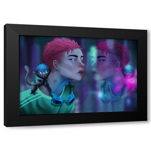 Cyber Mamuro Black Modern Wood Framed Art Print with Double Matting by Griesel, Jolene