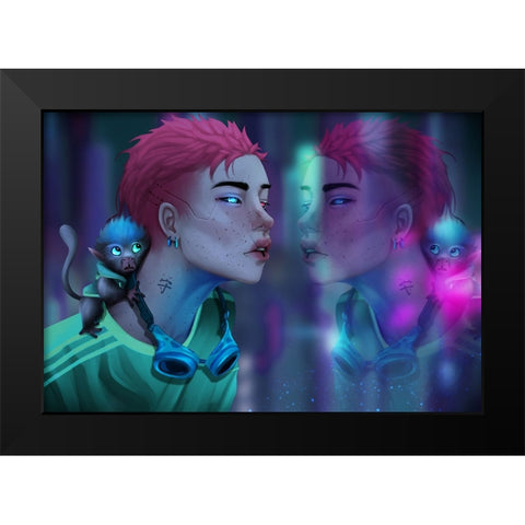 Cyber Mamuro Black Modern Wood Framed Art Print by Griesel, Jolene