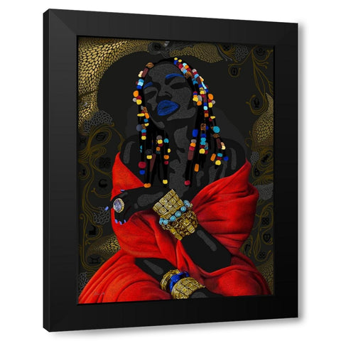 Acodonqua (Golden) Black Modern Wood Framed Art Print by Amihere, Lord