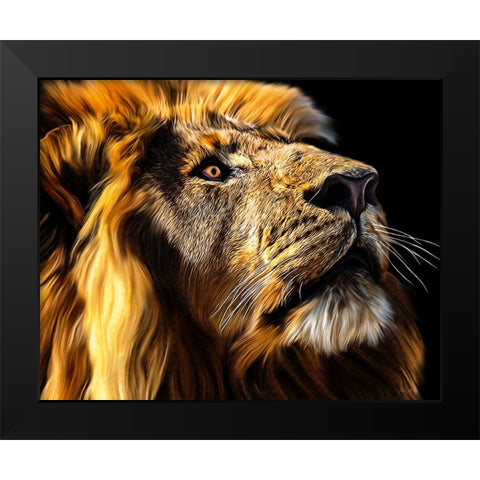 Leo Black Modern Wood Framed Art Print by Amihere, Lord