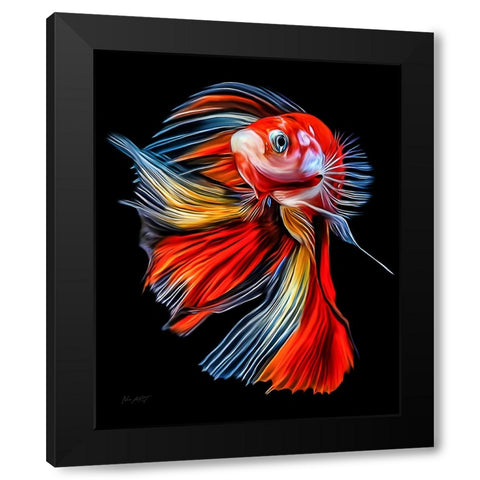 Colorful Fish Black Modern Wood Framed Art Print with Double Matting by Amihere, Lord