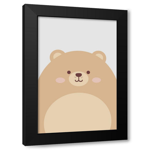 Cute Bear Black Modern Wood Framed Art Print by Thai, Xuan