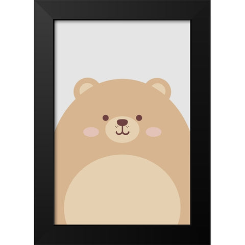 Cute Bear Black Modern Wood Framed Art Print by Thai, Xuan