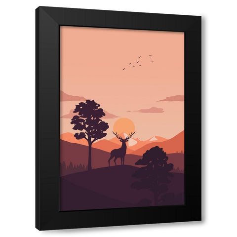 Summer Sunset Black Modern Wood Framed Art Print by Thai, Xuan